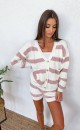Sweater set in stripes with shorts pink 1040