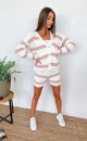 Sweater set in stripes with shorts pink 1040