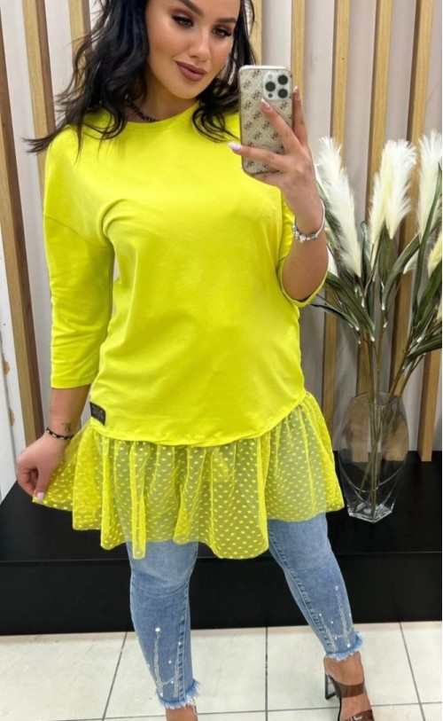 Tunic with tulle TK 830 Yellow