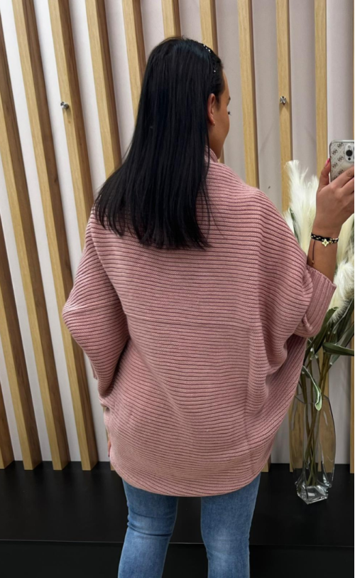 Sweter oversize 980 Pudrowy różowy