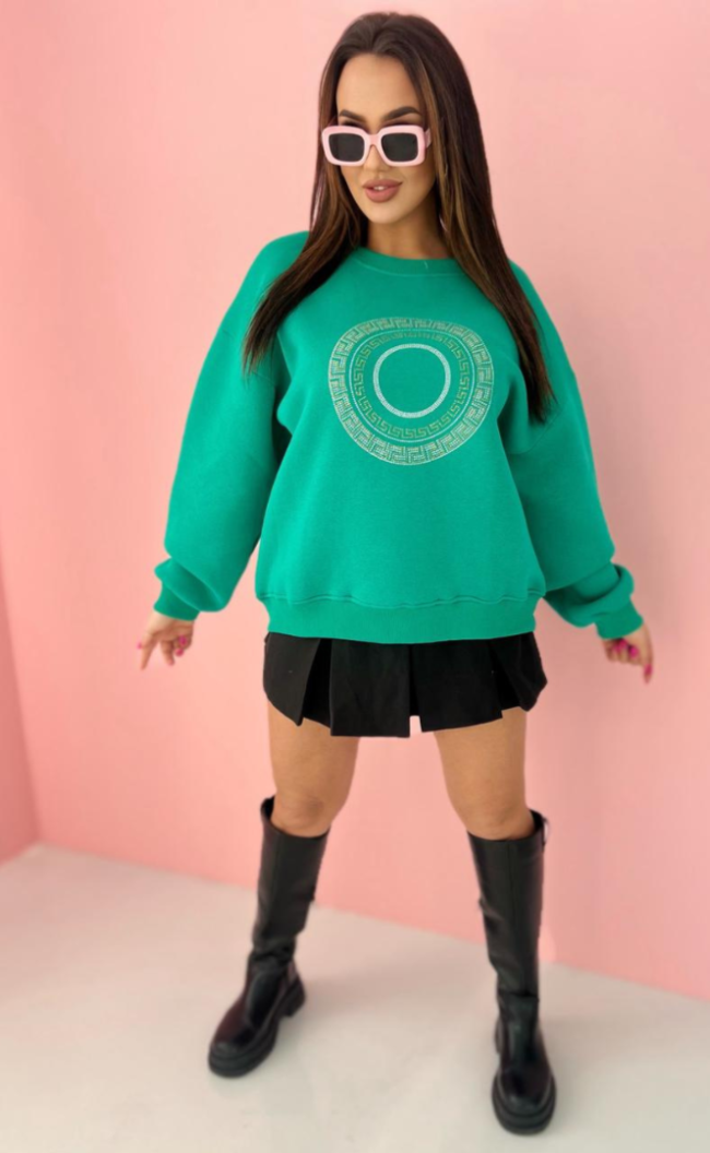 Sweatshirt with zircons 229 Green