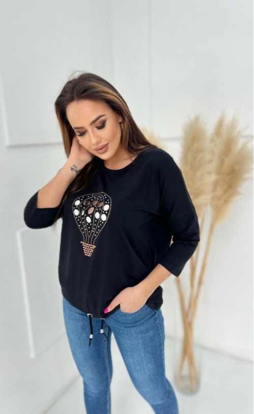 Blouse with a balloon 528 Black
