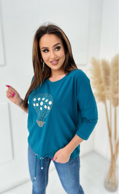 Blouse with a balloon 528 Turquise