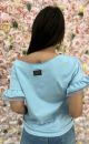 T-shirt with frill sleeve 004 Blue