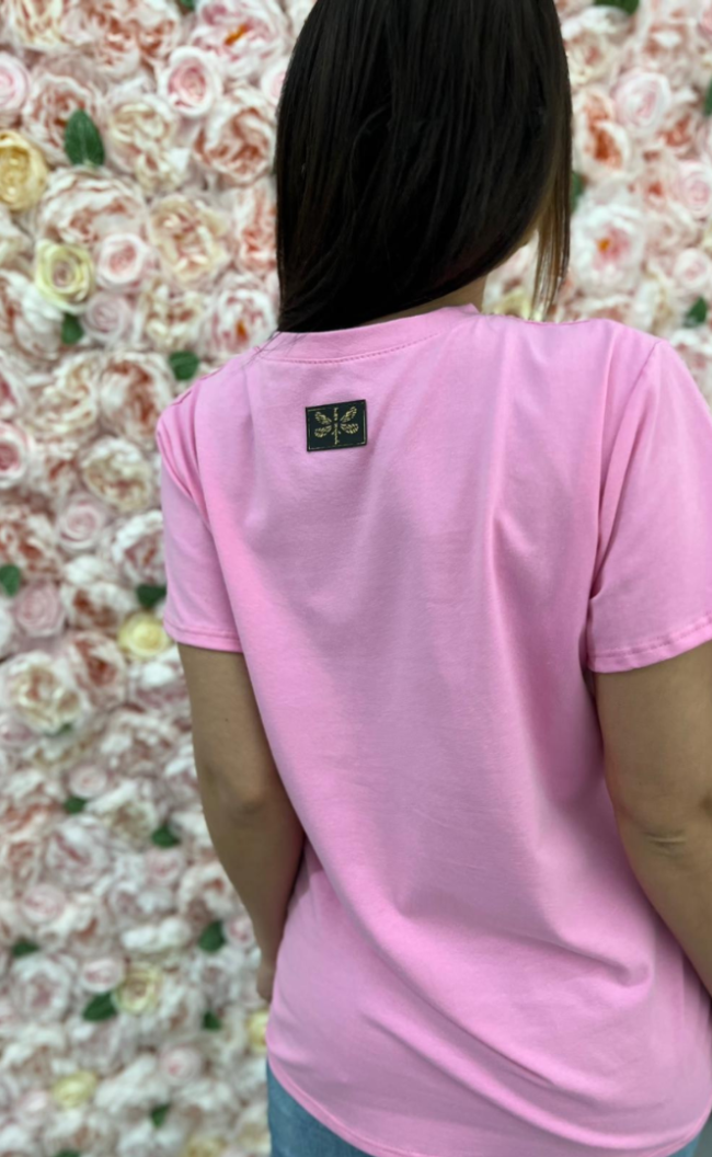 T-shirt gładki 3214 Różowy