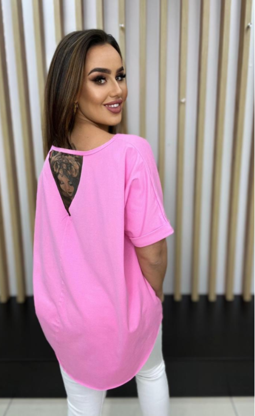 Asymmetric blouse TS 656 Pink