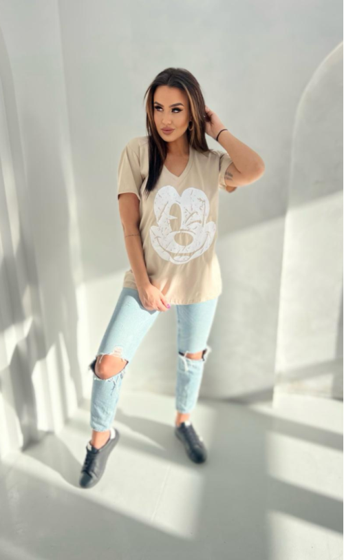 T-shirt with TS 970 print Beige