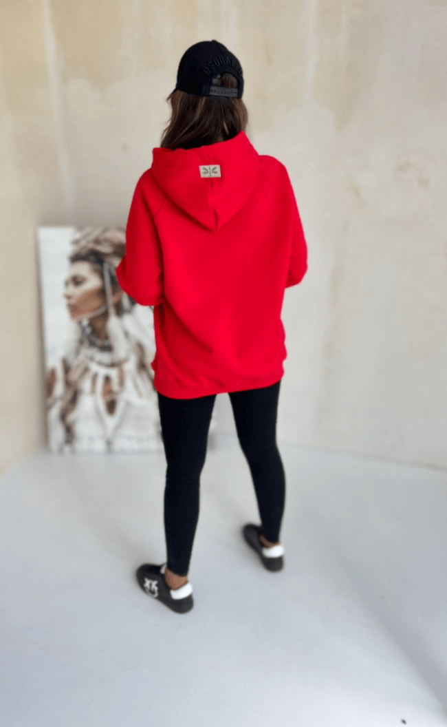 Insulated sweatshirt with hood 006 Red