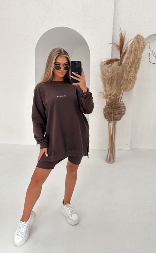 Bluza MINIMAL rozcięcia TS 255 Czekolada