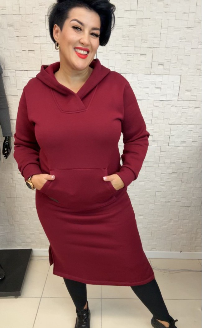 Sukienka ocieplana 1012 Bordo