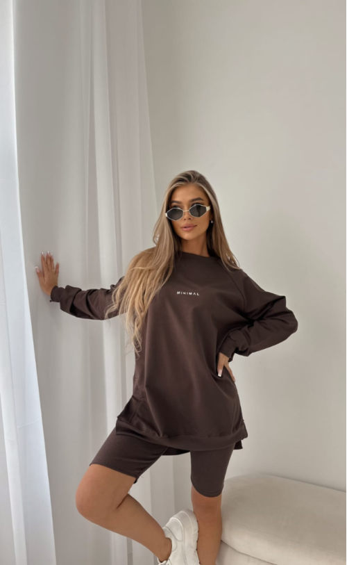 Bluza MINIMAL rozcięcia TS 255 Czekolada