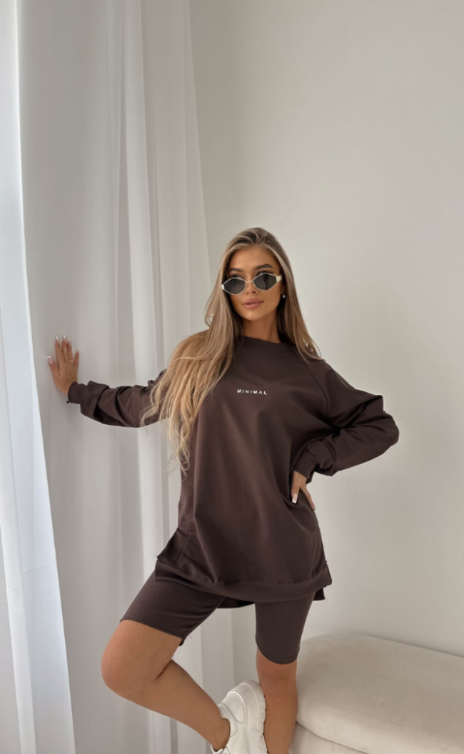 Bluza MINIMAL rozcięcia TS 255 Czekolada