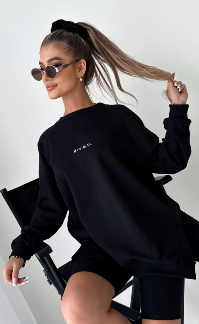 Bluza MINIMAL rozcięcia TS 255 Czarna