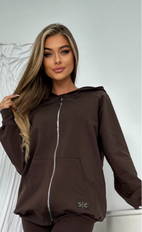Bluza na zamek TS 256 Czekolada