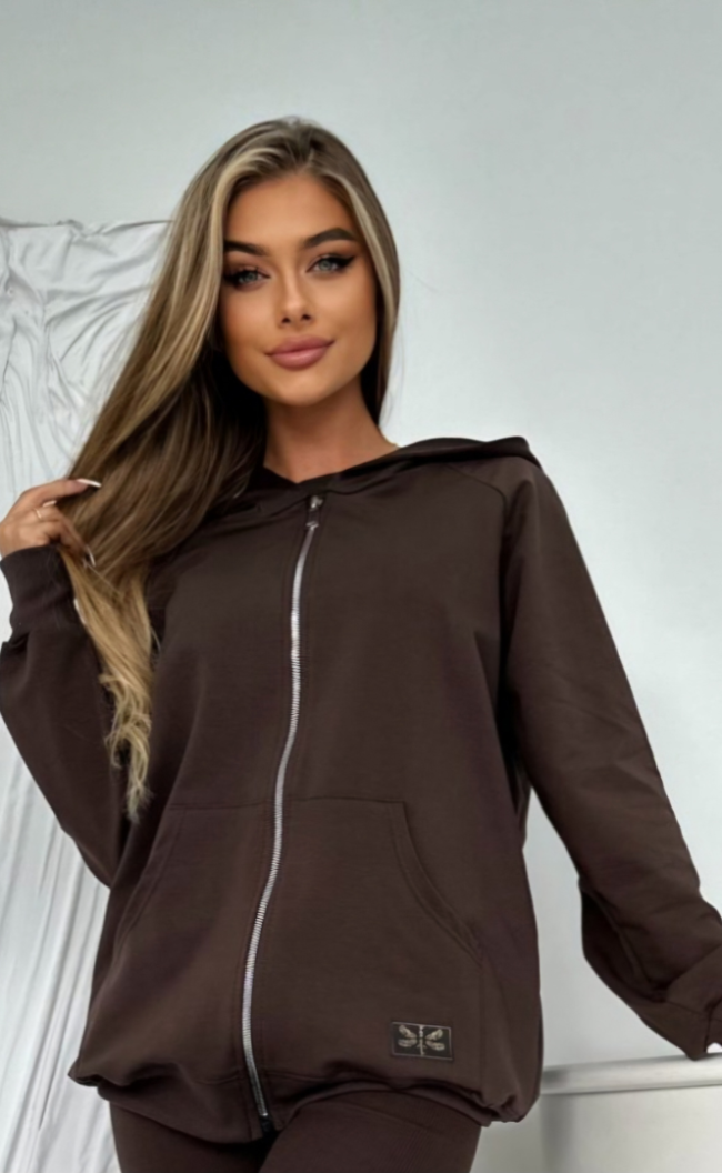Bluza na zamek TS 256 Czekolada