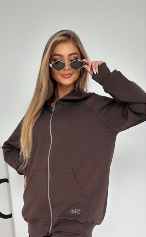 Bluza na zamek TS 256 Czekolada