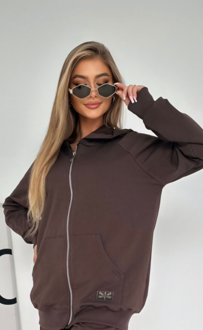 Bluza na zamek TS 256 Czekolada