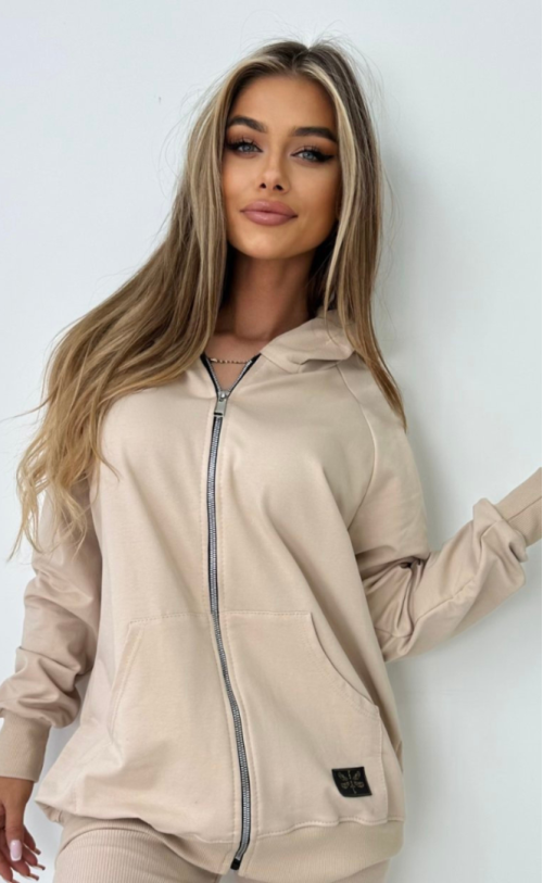 Bluza na zamek TS 256 Beżowy