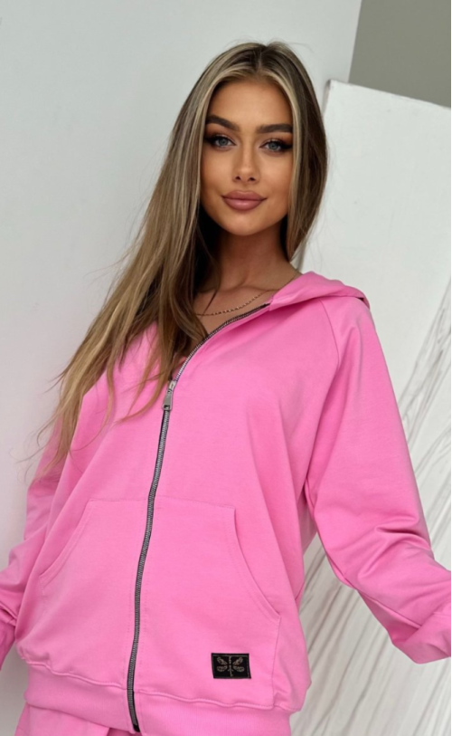 Bluza na zamek TS 256 Różowa