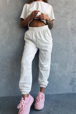 Spodnie z gumką TS 139 Śmietanka