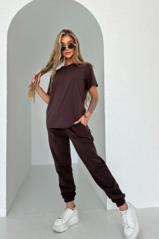T-shirt gładki TS 345 Czekolada