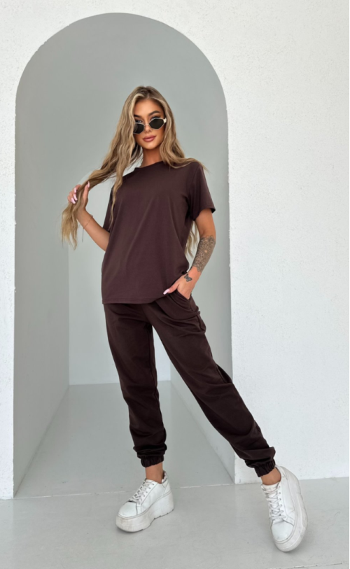 T-shirt gładki TS 345 Czekolada
