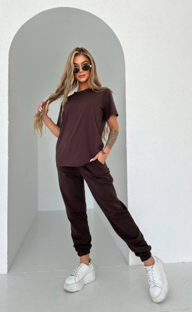 T-shirt gładki TS345 Czekolada
