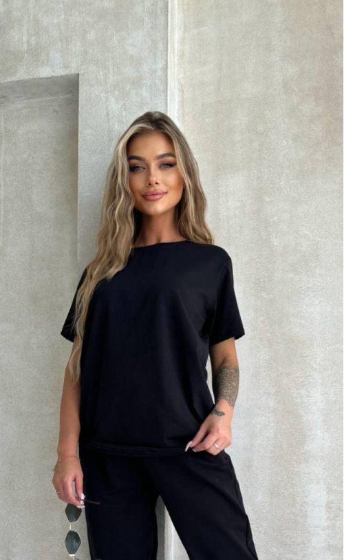 T-shirt gładki TS 345 Czarny