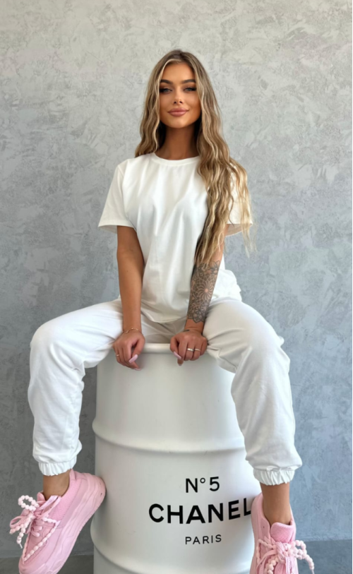 T-shirt gładki TS 345 Śmietanka