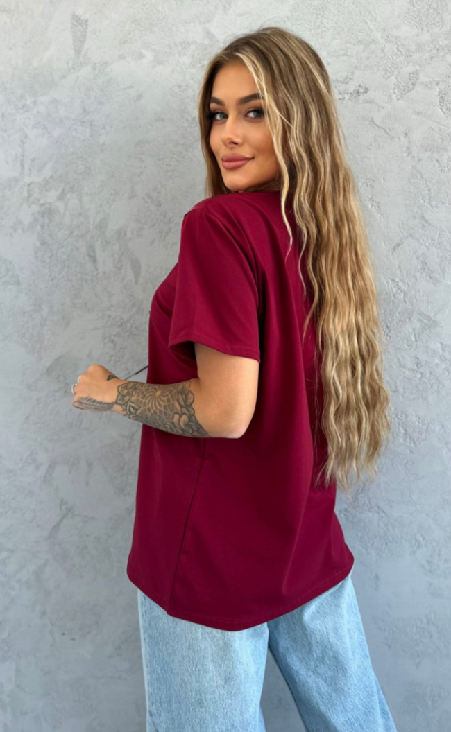 T-shirt gładki TS 345 Bordo