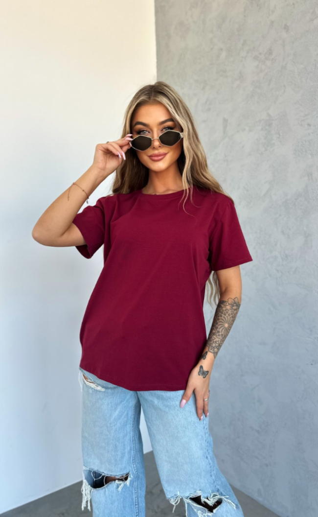 T-shirt gładki TS 345 Bordo