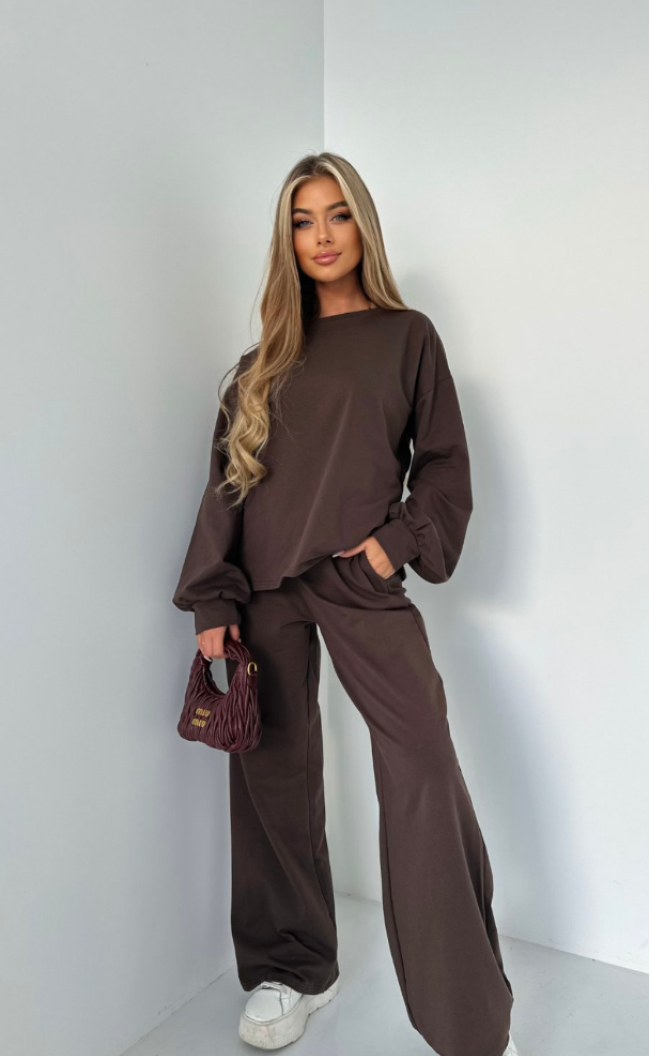 blouse and trousers set TS431 Chocolate
