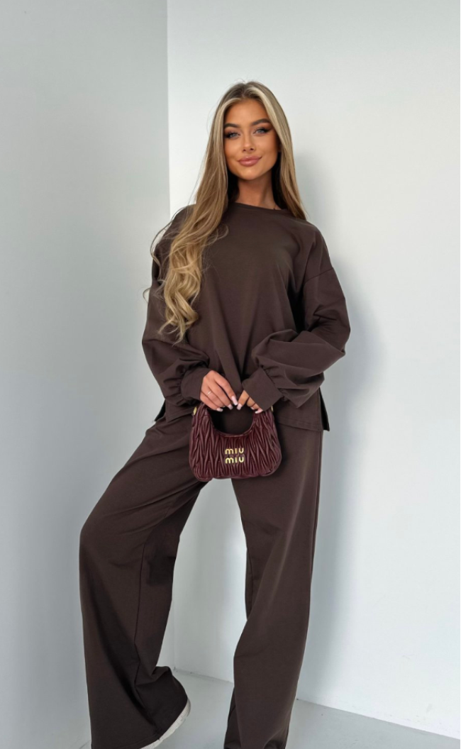 blouse and trousers set TS431 Chocolate