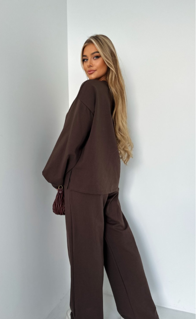 blouse and trousers set TS431 Chocolate
