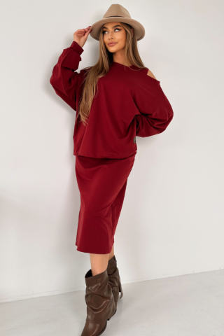 Komplet sukienka z bluzą TI 1004 Bordo