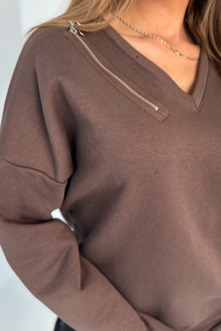 Zipper blouse TI 1008 Chocolate