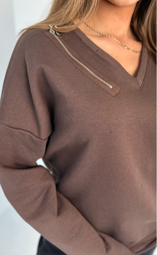 Bluzka zamek TI 1008 Czekolada