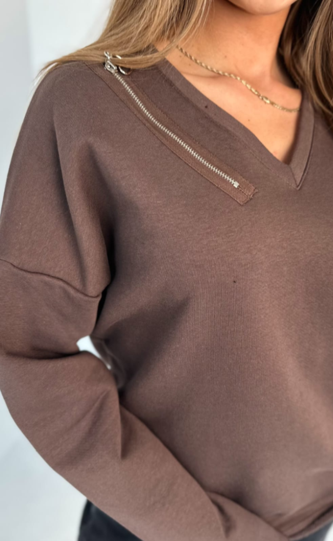 Zipper blouse TI 1008 Chocolate