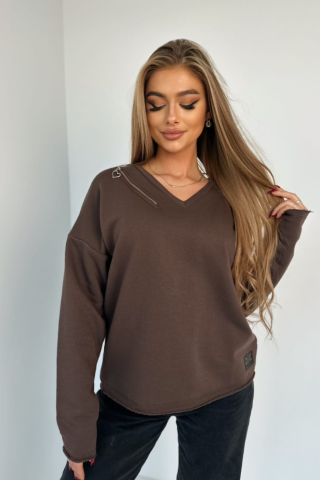 Zipper blouse TI 1008 Chocolate