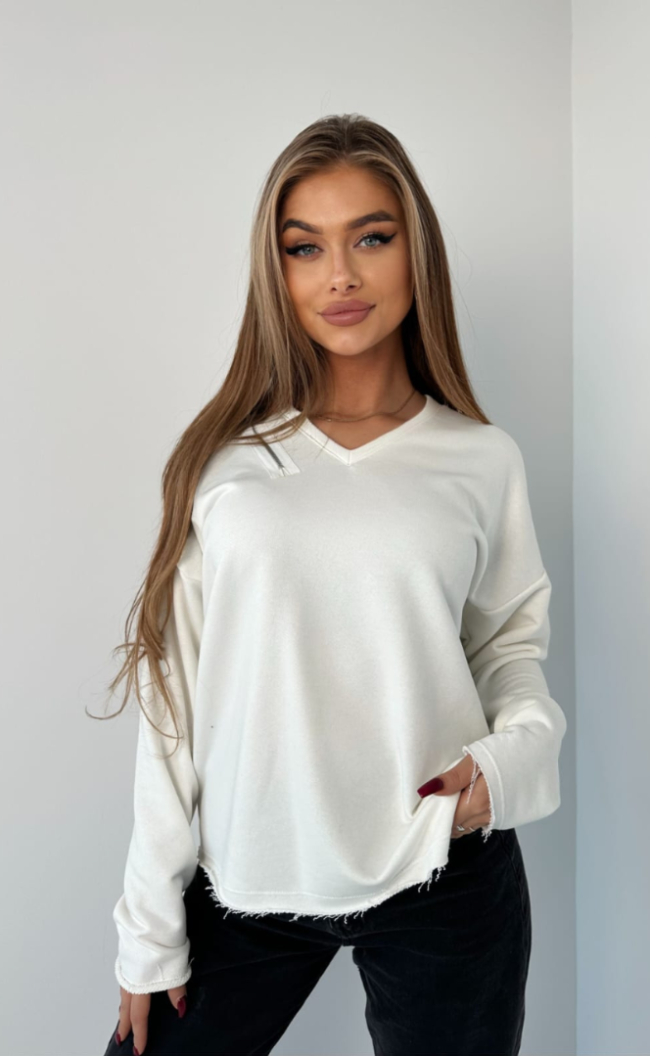 Zipper blouse TI 1008 Cream