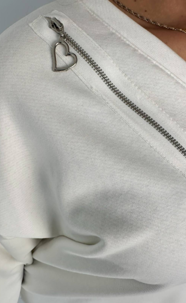 Zipper blouse TI 1008 Cream