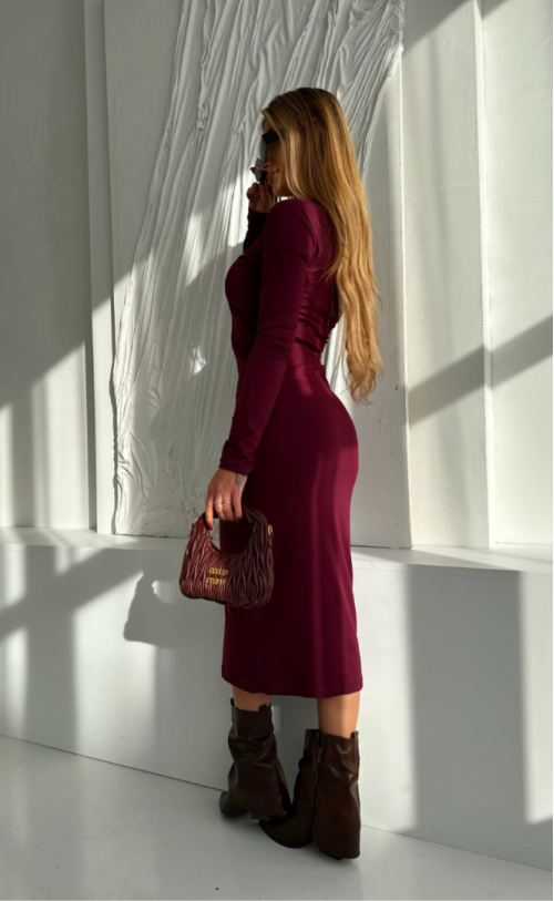 Sukienka Karo TK 891 Bordo