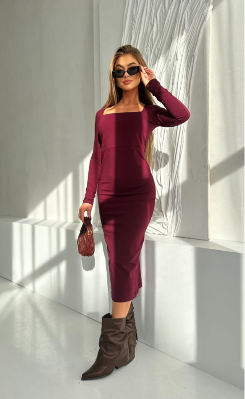 Sukienka Karo TK 891 Bordo