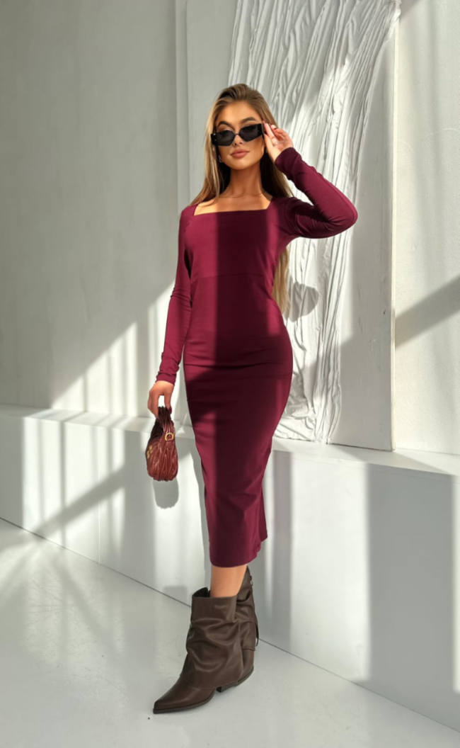 Sukienka Karo TK 891 Bordo