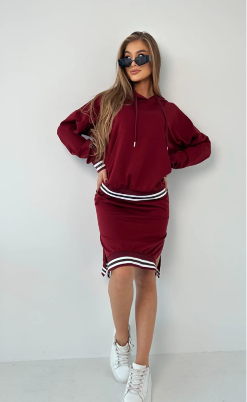 Komplet bluza i spódnica TI 1009 Bordo