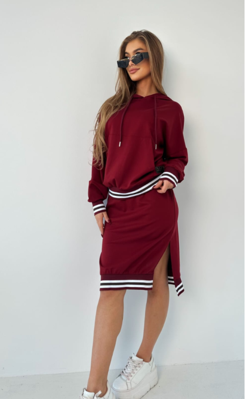 Komplet bluza i spódnica TI 1009 Bordo