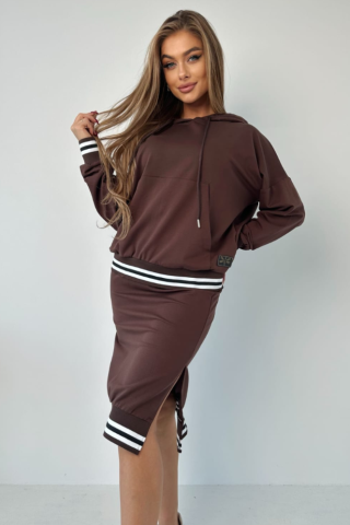 Komplet bluza i spódnica TI 1009 Czekolada