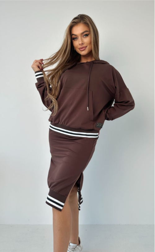Komplet bluza i spódnica TI 1009 Czekolada