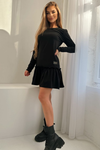 Sukienka z falbanką TK 890 Czarna