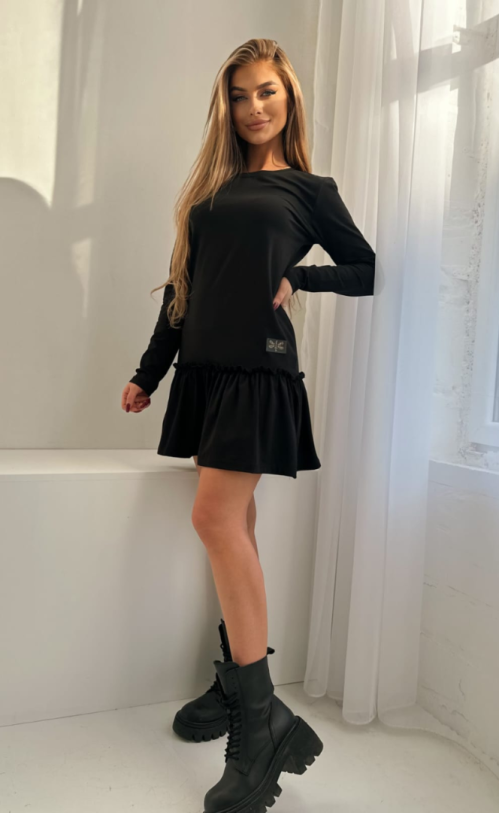 Sukienka z falbanką TK 890 Czarna